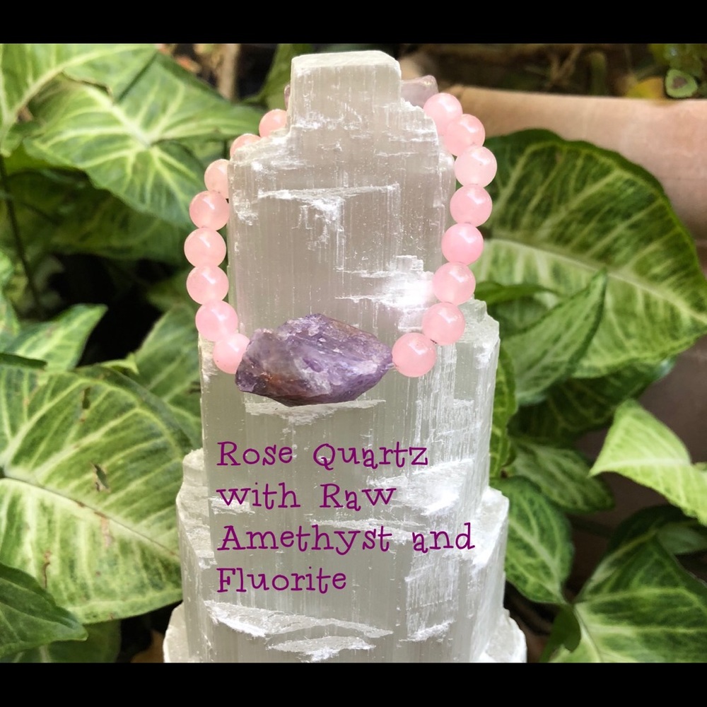 Amethyst and Rose Quartz Energy Healing Bracelet